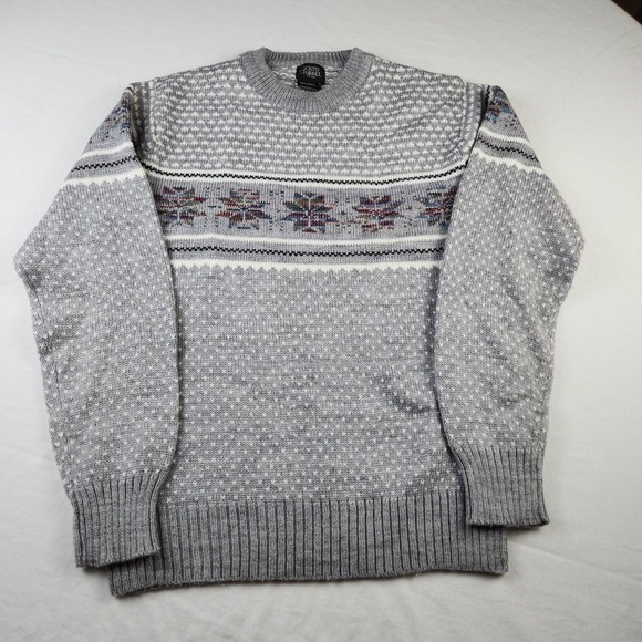 South Channel Other - South Channel Vintage 90s Mens Acrylic Sweater Geometric Snowflake Grey Large